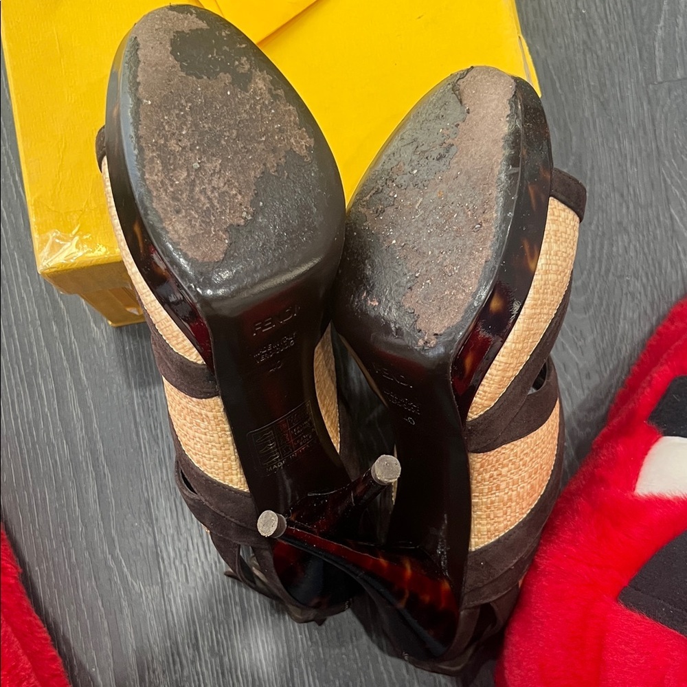 Fendi Brown and Tan Strappy Heels - Picture 7 of 8